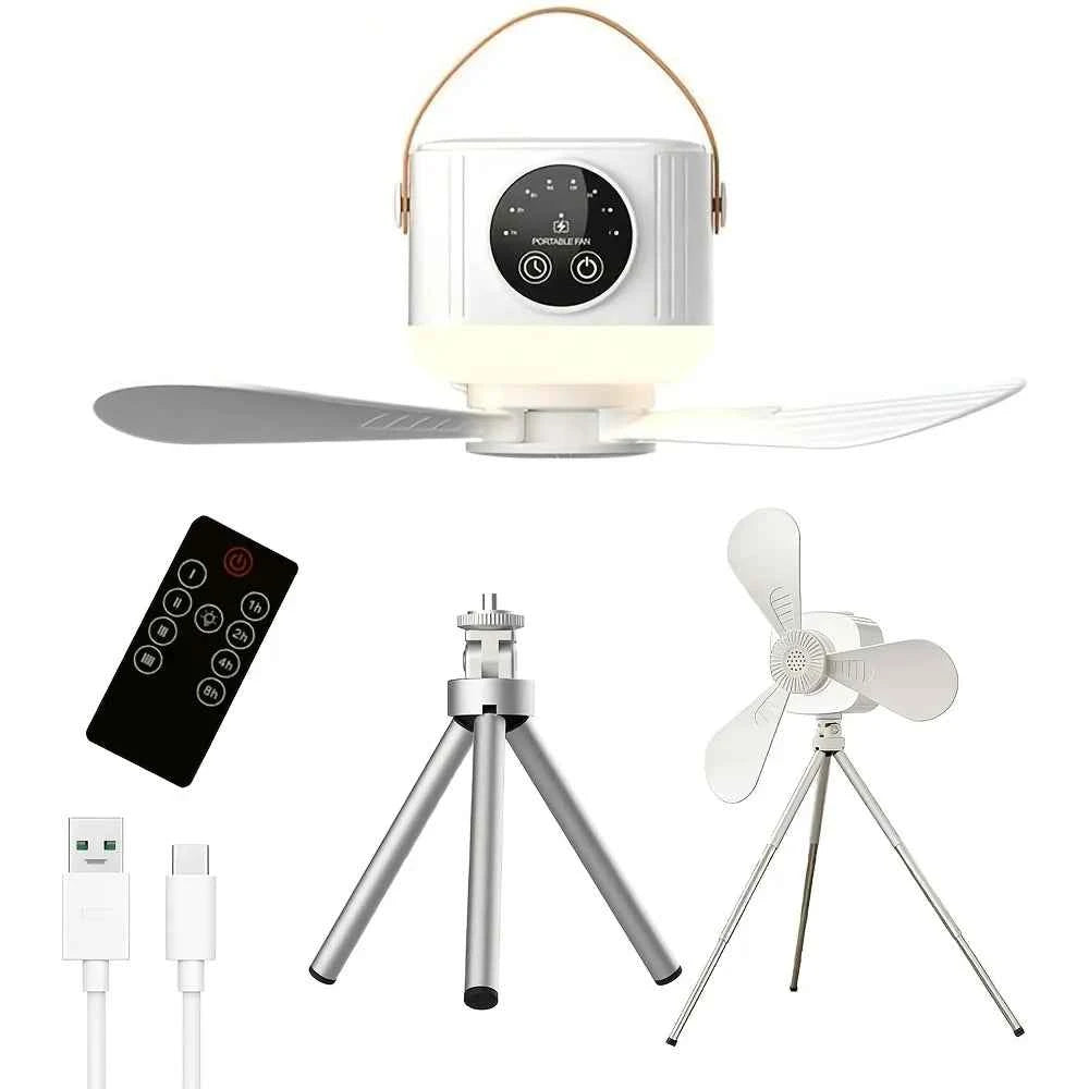 2026 New Portable Rechargeable Ceiling Fan Wireless USB Hanging Fan for Student Dorm Bed Outdoor Camping