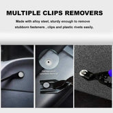Multiple clip removers made of alloy steel for removing fasteners and plastic rivets, designed for durable car panel disassembly.