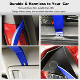 Durable nylon fiber trim tools used on car doors and dashboards, designed to prevent scratches and protect car paint during disassembly.