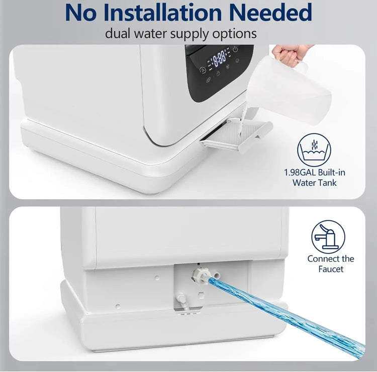 Top panel controls and LED display on the 2-gallon tank countertop dishwasher