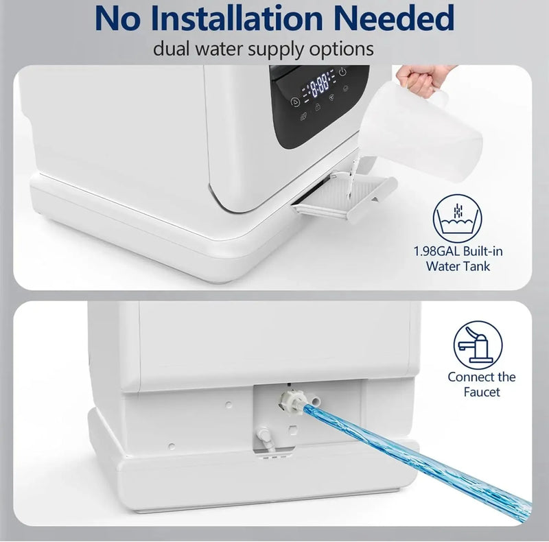 Top panel controls and LED display on the 2-gallon tank countertop dishwasher