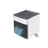 White mini air conditioner cooling fan on plain white background