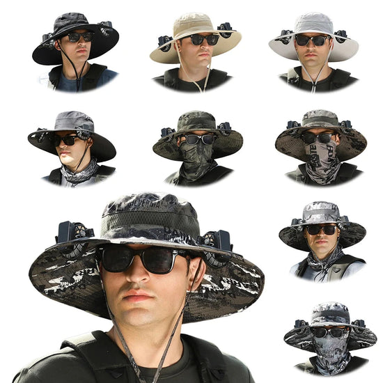 Variety of hats with different angles and different colours