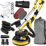 Electric Drywall Sander with Vacuum Dust Removal System includes sanding discs, hoses, dust bag, and accessories for efficient wall sanding.