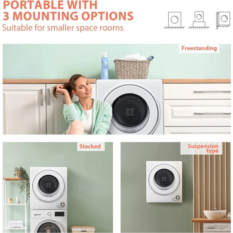 Energy-efficient front load electric dryer with multiple drying settings