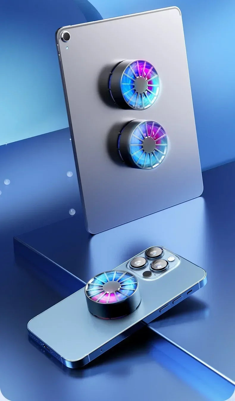 Phone Radiator Portable Magnetic Phone Cooler Low Noise Light Weight Fan with RGB Light Fast Cooling for Phone Tablet PUGB Game