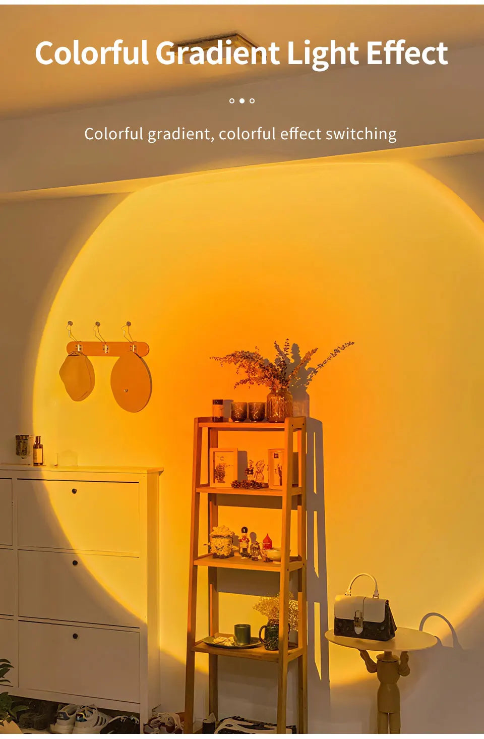 Magnetic Rechargeable Led Night Light RGB Sunset Lamp Wireless Wall Lamp with Motion Sensor for Stair Cabinet Hallway Room Decor