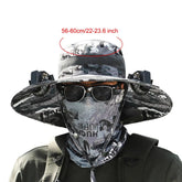 Black dual-fan hat with breathable mesh panels for outdoor comfort