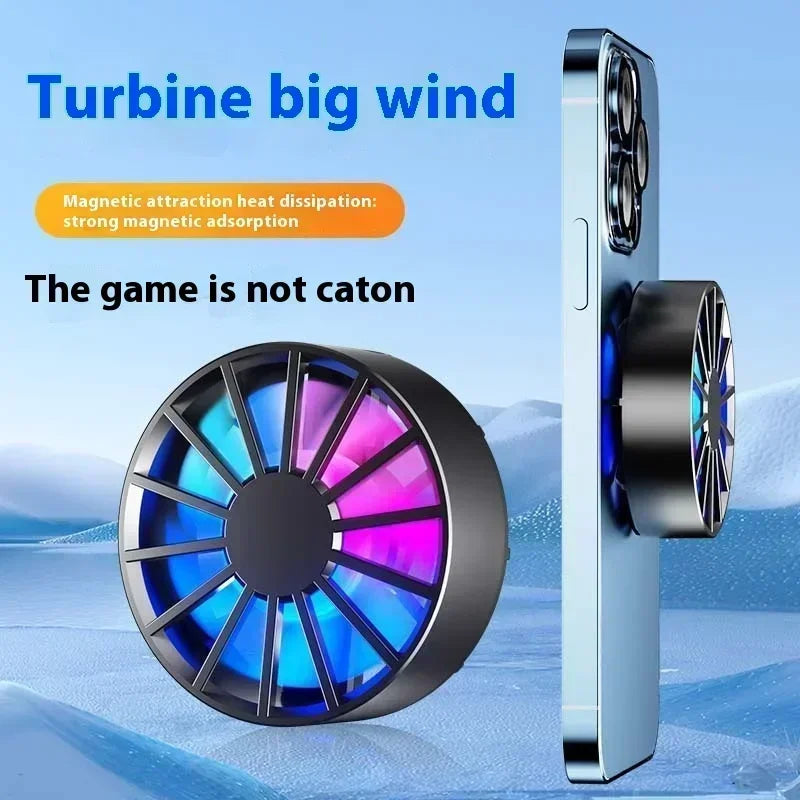 Phone Radiator Portable Magnetic Phone Cooler Low Noise Light Weight Fan with RGB Light Fast Cooling for Phone Tablet PUGB Game