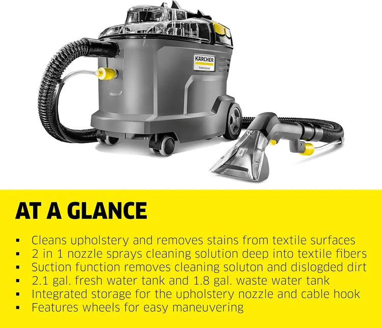 Compact carpet extractor with high-suction motor for deep cleaning
