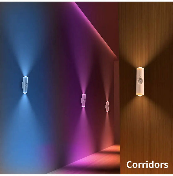 Magnetic Rechargeable Led Night Light RGB Sunset Lamp Wireless Wall Lamp with Motion Sensor for Stair Cabinet Hallway Room Decor