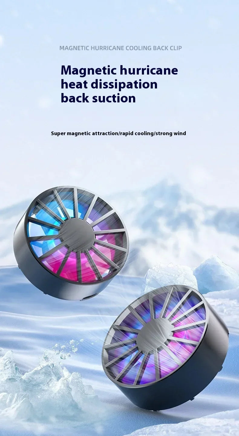 Phone Radiator Portable Magnetic Phone Cooler Low Noise Light Weight Fan with RGB Light Fast Cooling for Phone Tablet PUGB Game