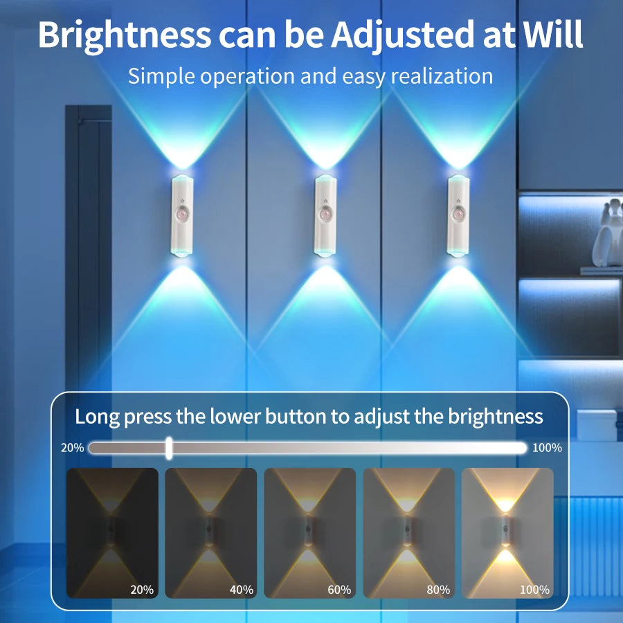 Magnetic Rechargeable Led Night Light RGB Sunset Lamp Wireless Wall Lamp with Motion Sensor for Stair Cabinet Hallway Room Decor